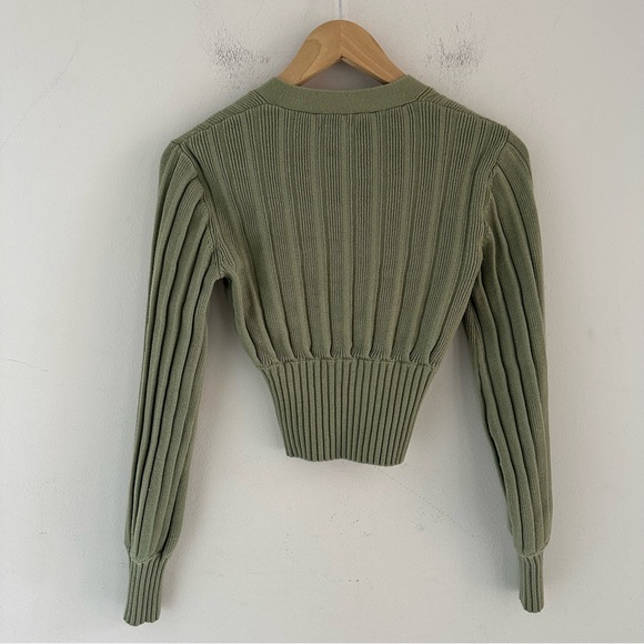 Aritzia Wilfred New Front Plunge Cardigan XXS Silver Sage Green - Picture 3 of 6